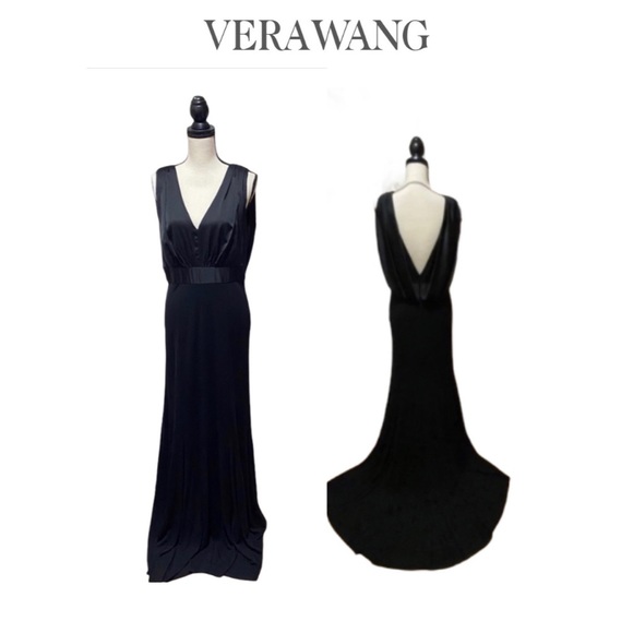 Vera Wang Dresses & Skirts - Vera Wang Black Chiffon Sheath Bridal Gown W Train